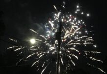 Forth of July fireworks light up the sky